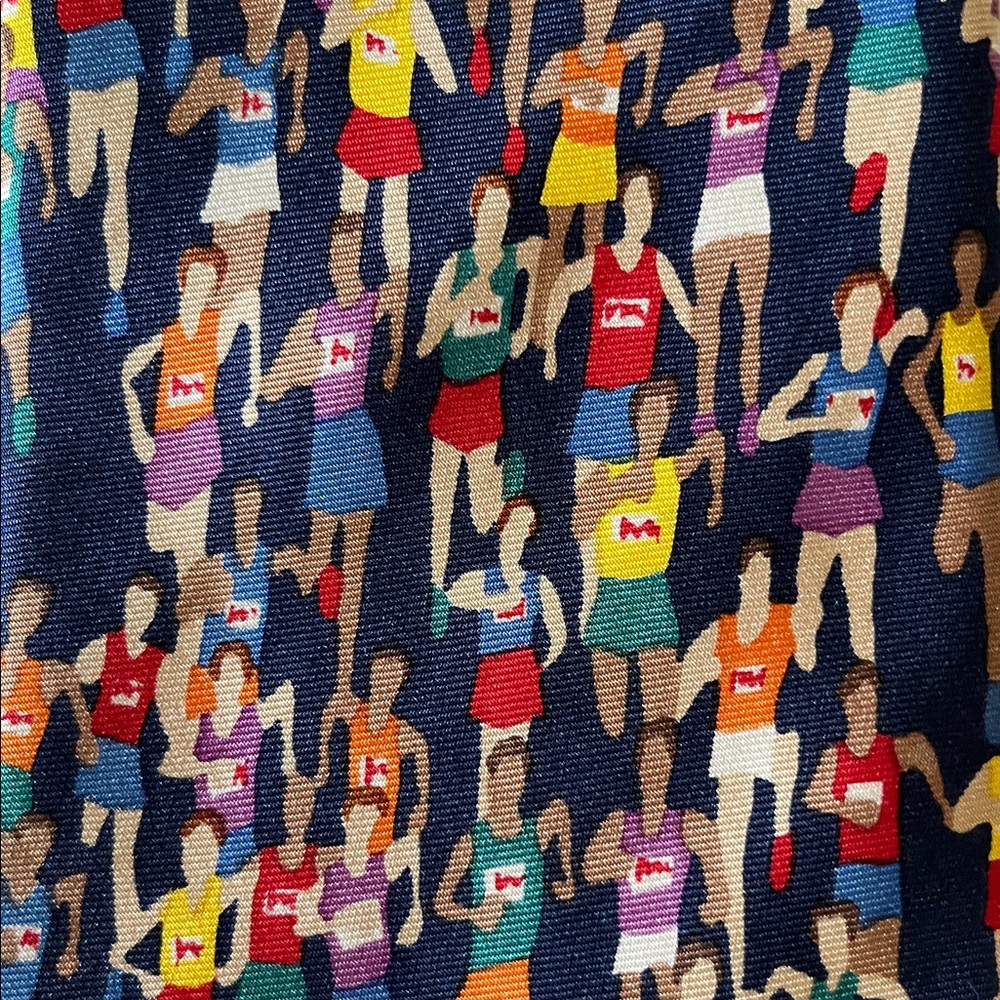 Colorful Patterned Men's Tie - Marathon Runners Motif, 100% Silk